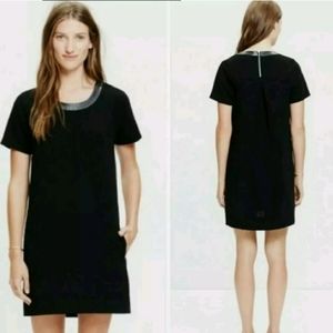 Madewell Leather Trim Mini Tee Dress w/ Pockets